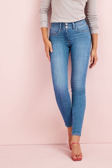 Buy Mid Blue Bling Pocket Next Lift Slim And Shape Skinny Jeans from Next Luxembourg