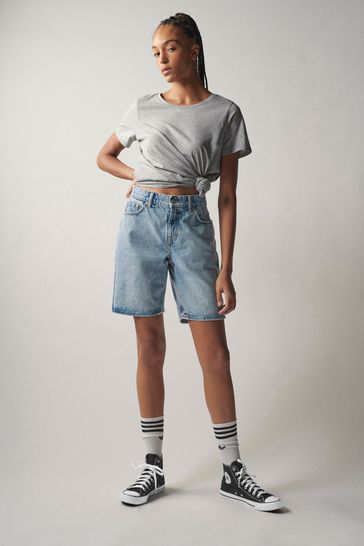 Own. Mid Blue Low Rise Baggy Boyfriend Denim Shorts