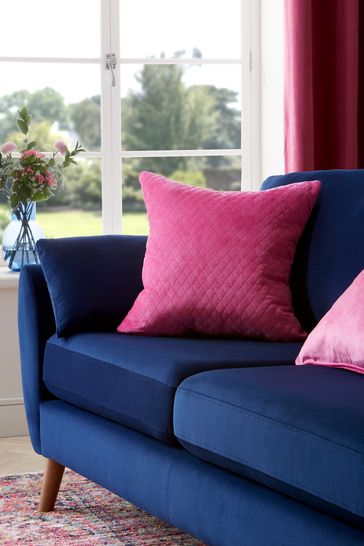 Fuchsia Pink Velvet Quilted Hamilton Square Cushion