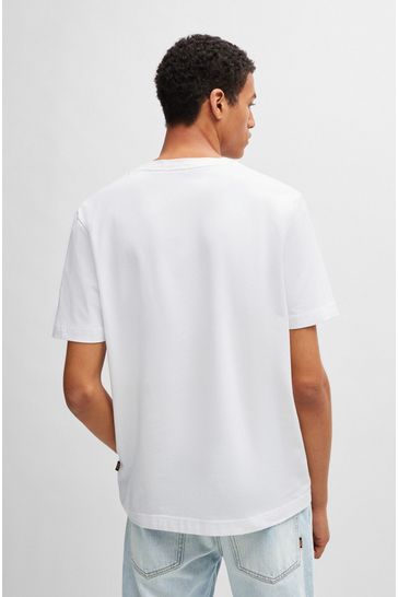 Buy BOSS White Relaxed Fit TChup Stretch Cotton T Shirt from Next Bahrain