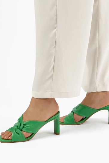 Dune London Green Magnet Twist Knot Mules