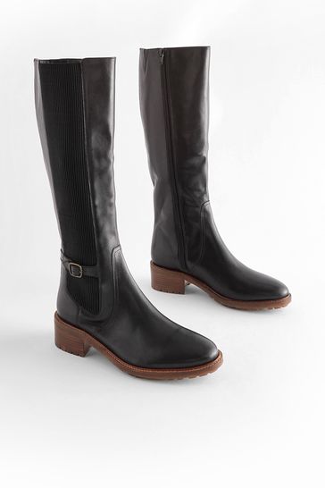 Ladies wide fit new arrivals black knee high boots