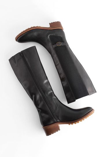 Ladies wide fit outlet black knee high boots