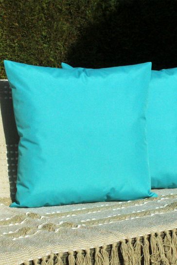 furn. Blue Plain Twin Pack Water UV Resistant Outdoor Cushions