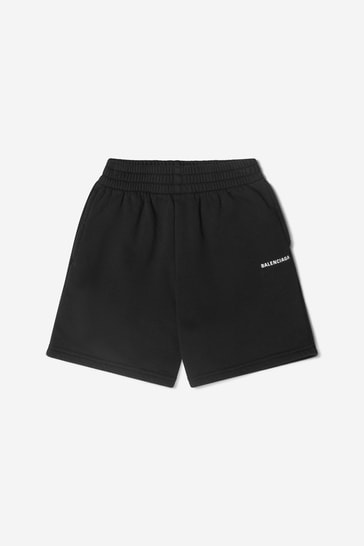 Unisex Organic Cotton Logo Jogging Shorts in Black