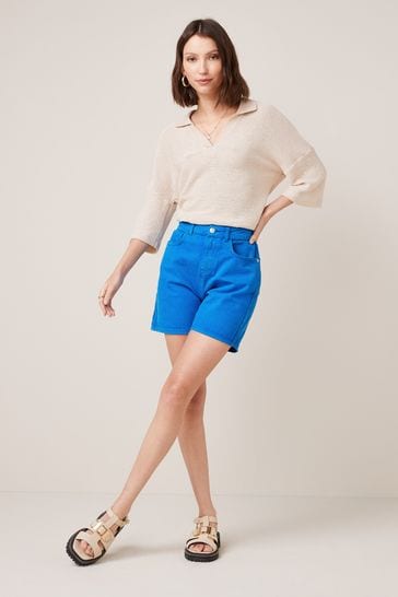 Cobalt Blue Denim Shorts
