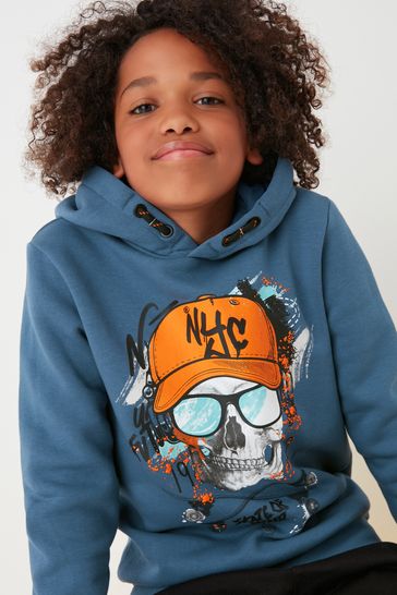 Blue skull hoodie shop