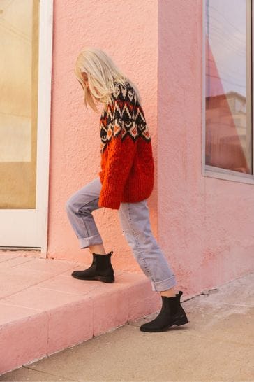Toms black leather boots on sale