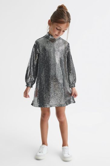 Buy Reiss Silver Ariana Junior Sequin Short Skater Dress from Next Romania