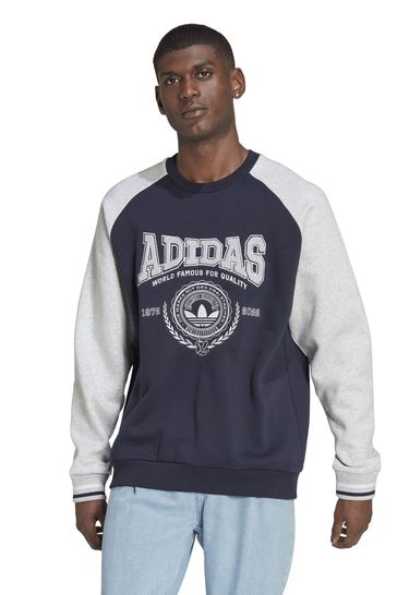 Adidas blue shop crew neck sweatshirt