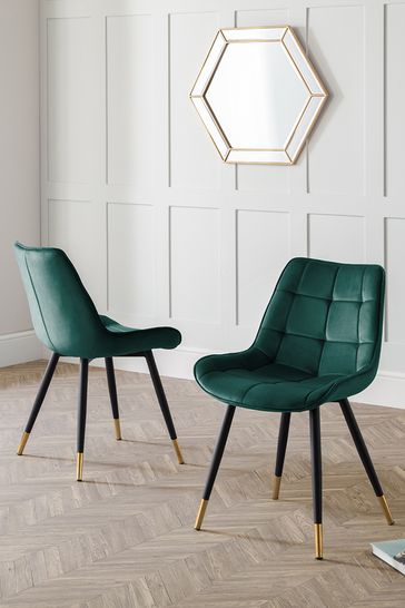 Julian Bowen Set of 2 Green Hadid Dining Chairs