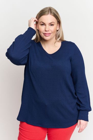 CISO Womens Navy Blue Long Sleeve Blouse