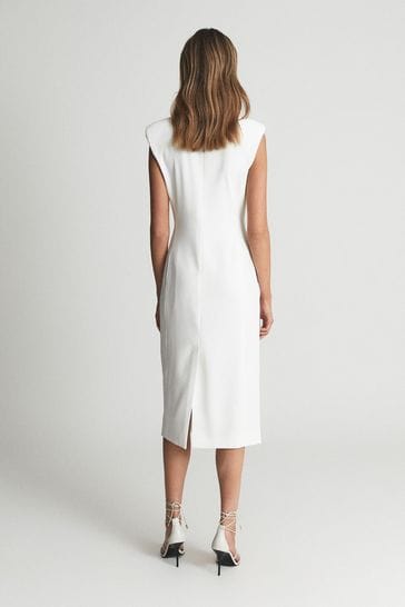 Buy Reiss White Cecile Tuxedo Bodycon Midi Dress from Next Ukraine