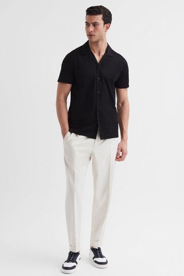 black cuban collar shirt