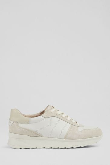 LK Bennett Natural Tatiana Leather And Suede Trainers