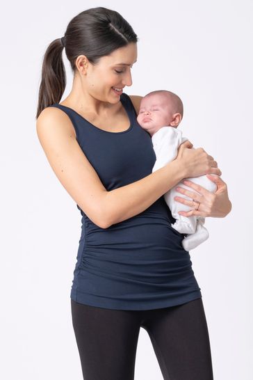 Twin Pack Maternity Nursing Vest Tops Grey Navy Seraphine