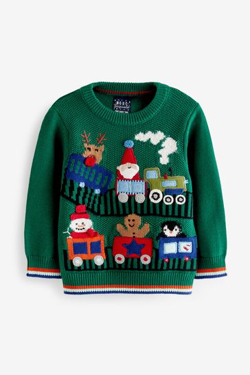 Buy Green Knitted Christmas Train Jumper 3mths 7yrs from Next