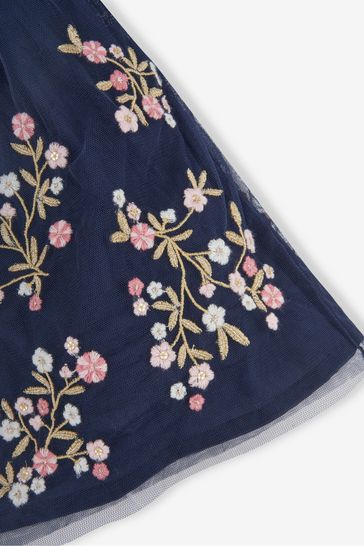 Buy JoJo Maman Bebe Navy Floral Embroidered Party Dress from the Next UK online shop