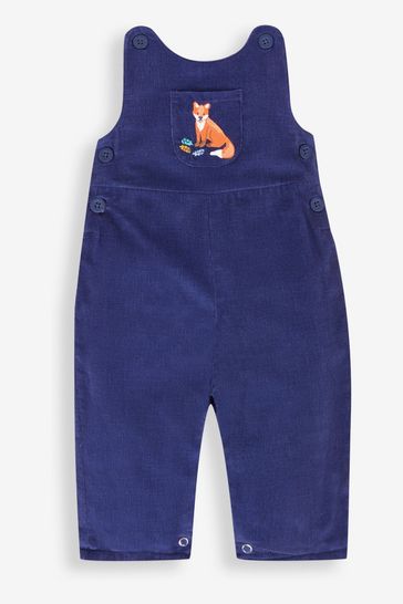 JoJo Maman Bébé Navy Blue Fox Embroidered Pocket Cord Dungarees