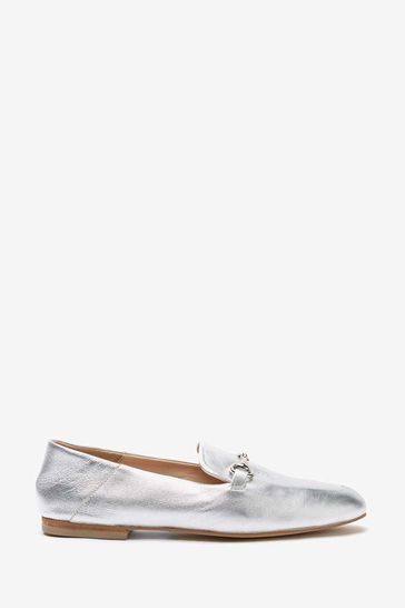 Mint Velvet Silver Camille Leather Loafers