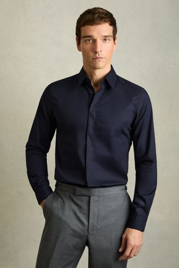 Buy Reiss Navy Kiana Slim Fit Cotton Blend Shirt from Next Poland