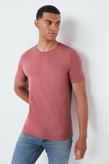 Camiseta básica rosa claro de cuello redondo de corte entallado