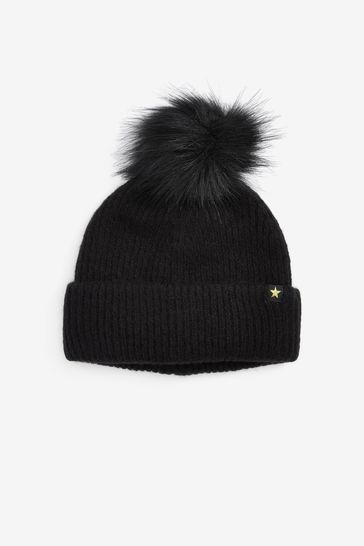 Pom pom shop hat black
