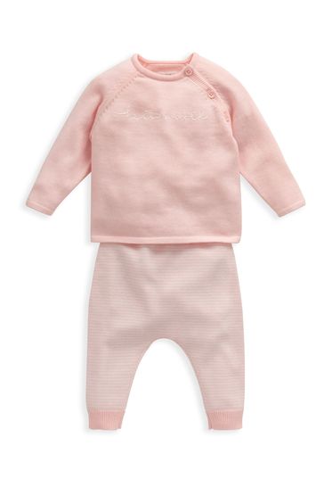 Mamas & Papas Newborn Girls Pink Hello World Knit Set