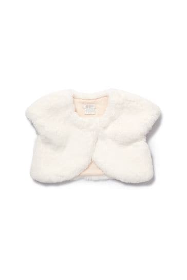 & Papas Newborn Girls White Fur Bolero Jacket from Next Netherlands