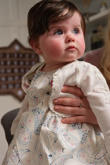 Mamas & Papas White Baby Shrug Occasion Cardigan