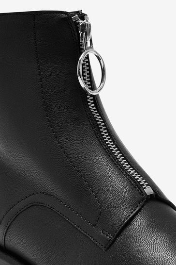Next black leather ankle boots online
