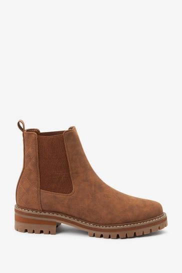 Tan Brown Regular/Wide Fit Forever Comfort® Chunky Chelsea Boots