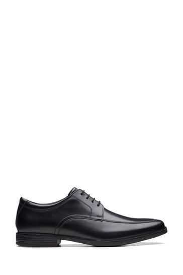 Clarks Black Leather Howard Apron Shoes