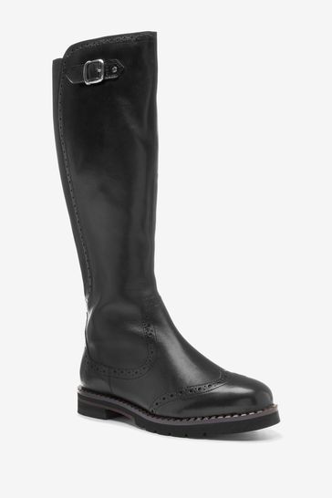 Buy Black Extra Wide Fit Forever Comfort Leather Brogue Detail