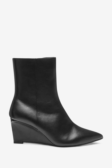 Buy Black Forever Comfort Pointed Toe Wedge Boots from Next Austria