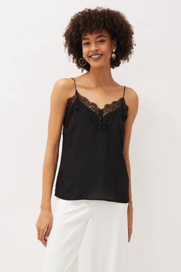 Buy Phase Eight Rachael Black Lace Trim Silk Camisole from Next Ireland