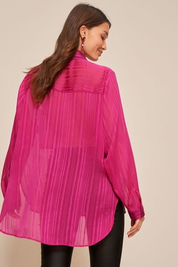 Buy Pink Sparkle Sheer Longline Shirt from Next Luxembourg