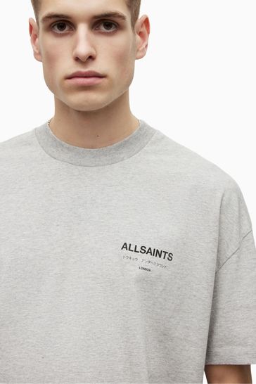 Buy All Saints Grey Underground Short Sleeve Crew Neck T Shirt