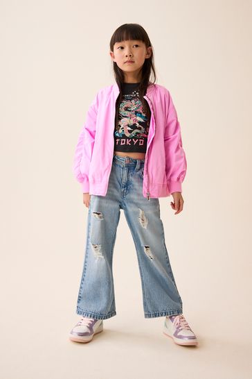 Pink Shower Resistant Bomber Jacket (3-16yrs)