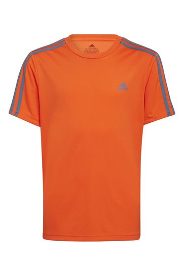 adidas Orange Designed To Move 3-Stripes T-Shirt