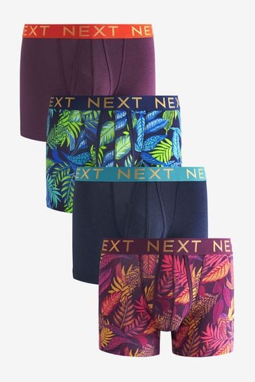 Signature Leaf Print Bamboo 4 pack Next Signature A-Front Boxers