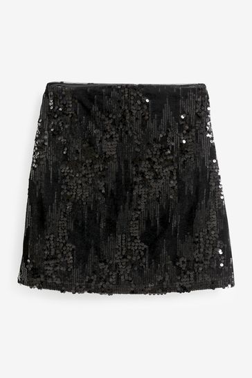 Black sequin 2025 velvet skirt