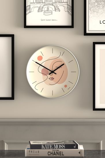 Jones Clocks Grey Grey Minimal Line Art Wall Clock