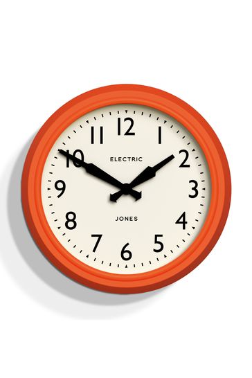 Jones Clocks Orange Orange Retro Telecom Wall Clock