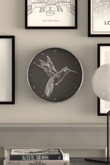 Jones Clocks Silver Academy Hummingbird Wall Clock