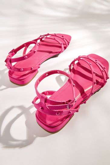 Neon pink gladiator sandals hot sale