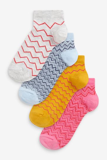 Bright Textured Trainer Socks 4 Pack