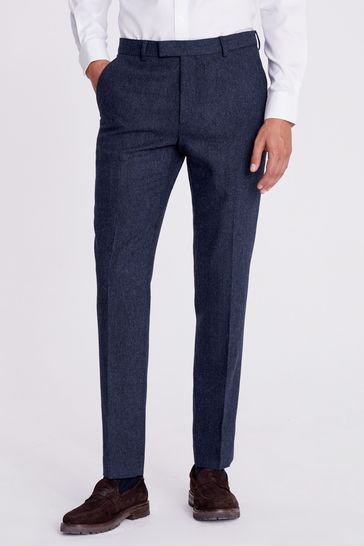 MOSS Blue Slim Fit Donegal Suit Trousers