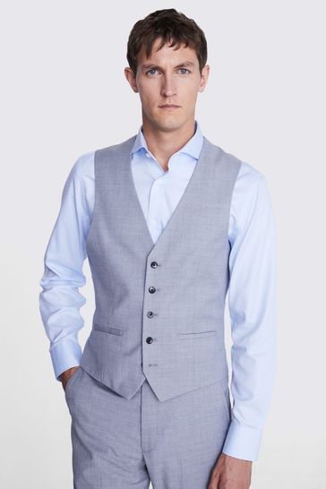 MOSS Grey Slim Stretch Suit: Waistcoat