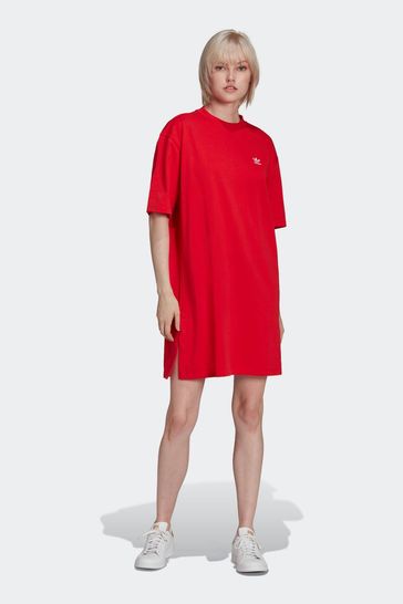 adidas Originals Red Adicolor Classics Big Trefoil Tee Dress